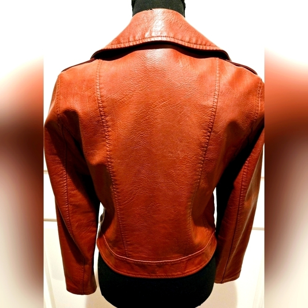 FREE PRESS Motorcycle Jacket Vegan Leather Notch Collar sz small - Picture 9 of 12